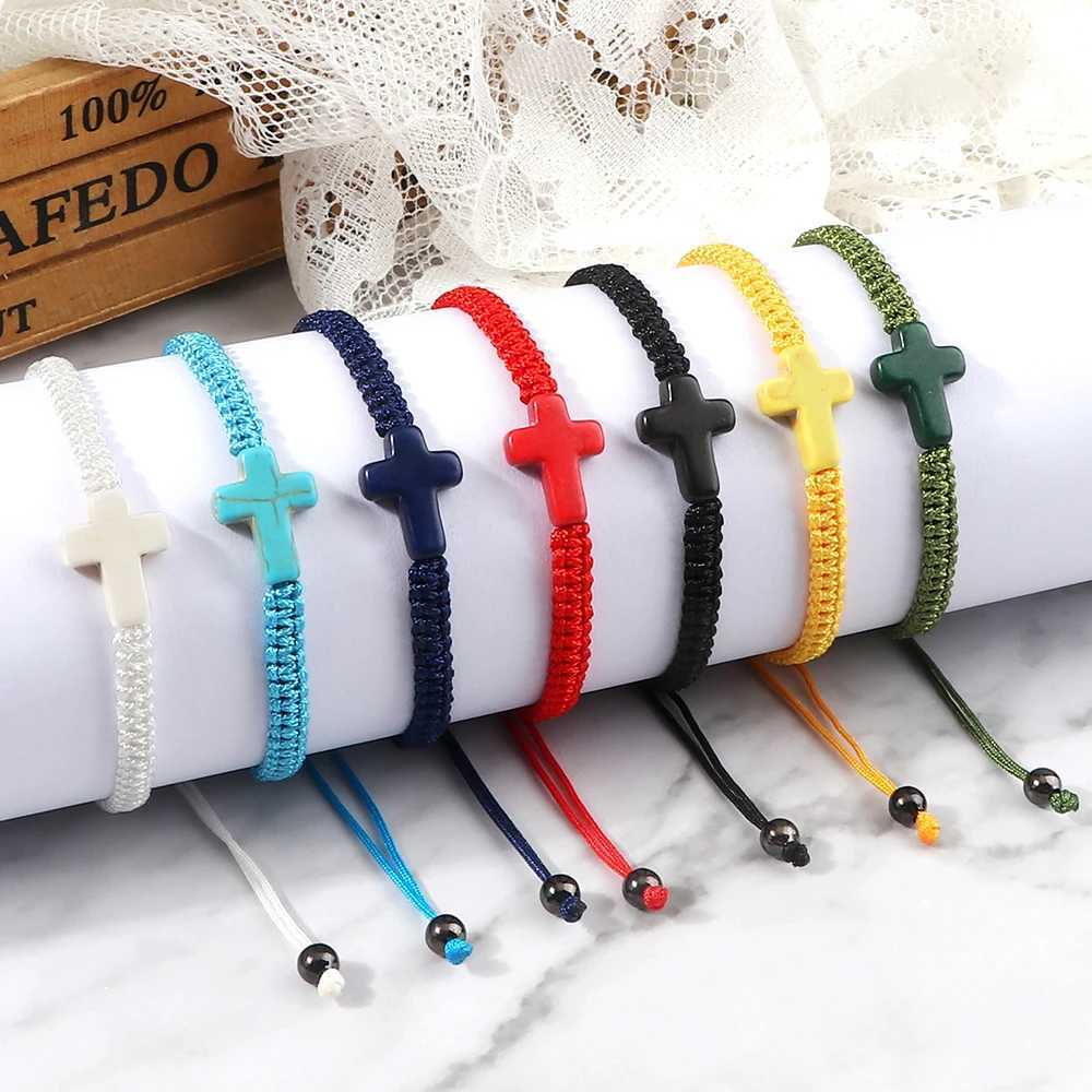 Hand Woven Jesus Cross Bracelet For Men Wen Black Thread Braided Lucky Bracelet Fashion Couple Bracelet Friendship JewelryC250408