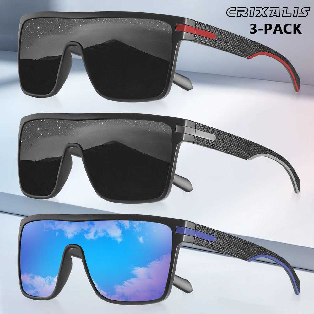 CRIXALIS 3Pcs Fashion Polarized Sunglasses Mens Over Mirror Anti Glare Sunglasses Mens Goggles Sunshade W250408