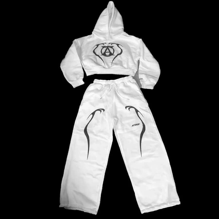 Ateez World Tour TOWARDS THE LIGHT Women's Sportswear Sets Casual Tracksuit Two Piece Set Hoodie And Sweatpants Female Outifit