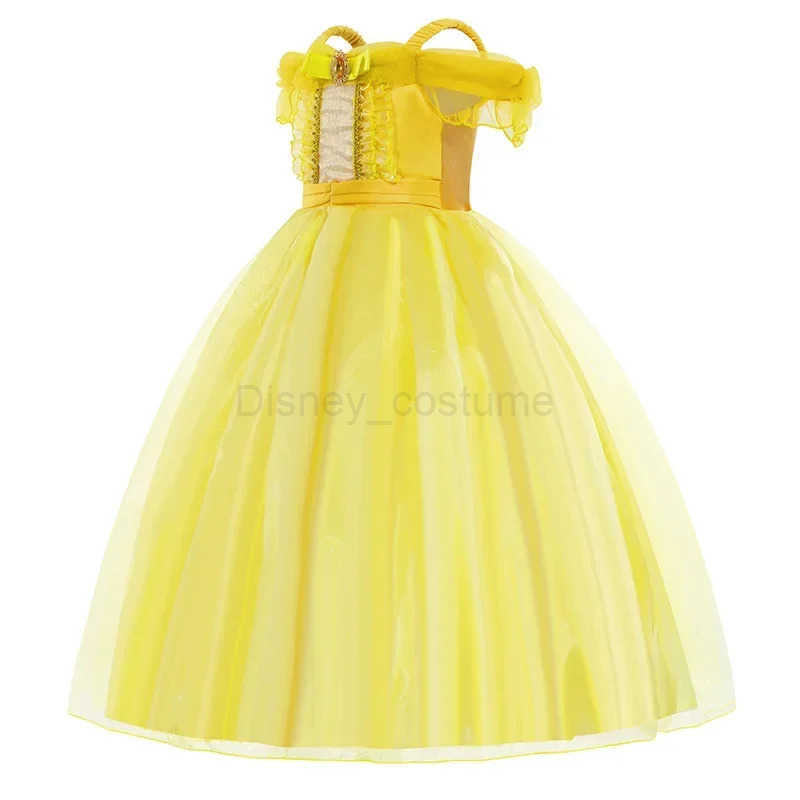 Disney Childrens princess costume Halloween beauty and beast cosplay Fancy Bella Dress childrens ball dress Belle costume girl X250408