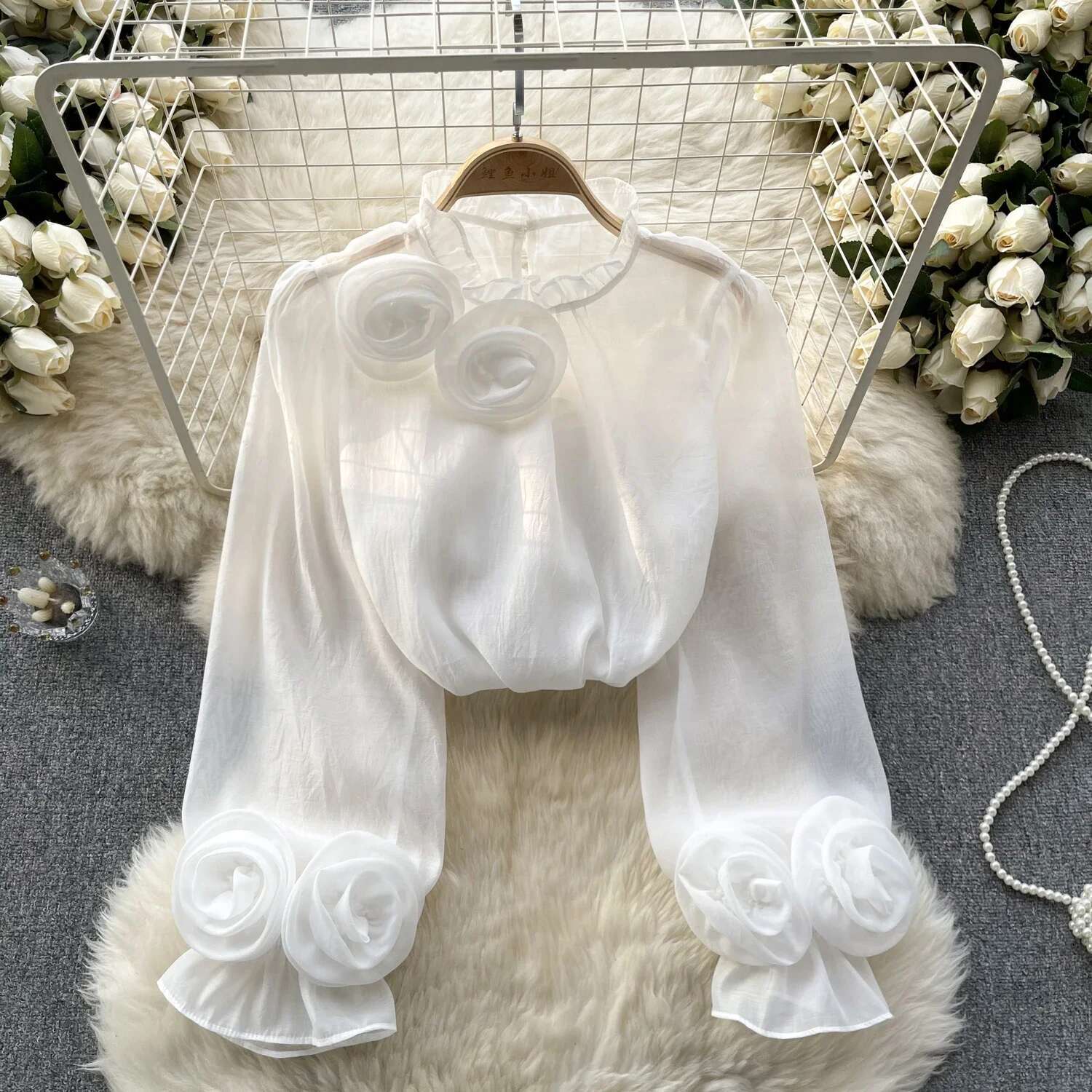 Ruffle Chiffon Blouse Summer Women Lantern Sleeve Fashion Slim Loose Vacation Ladies Y2k Casual Chic Tops