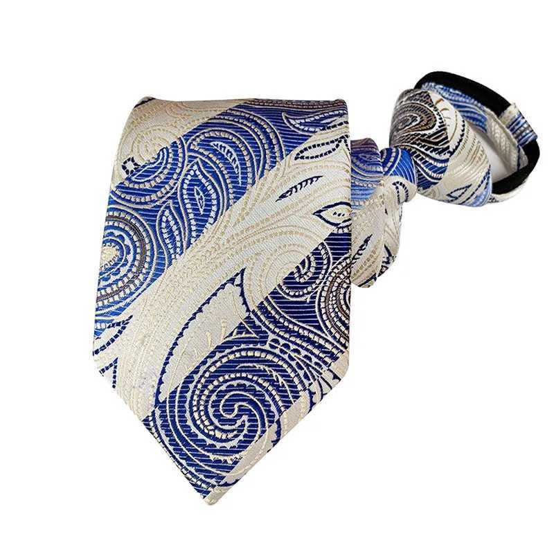 Hot Sell Style 8CM Zipper Tie Men Bridegro Wedding Necktie Lazy Pre-tied Ties Striped Zipper Necktie For Men Wen Wholes X250407