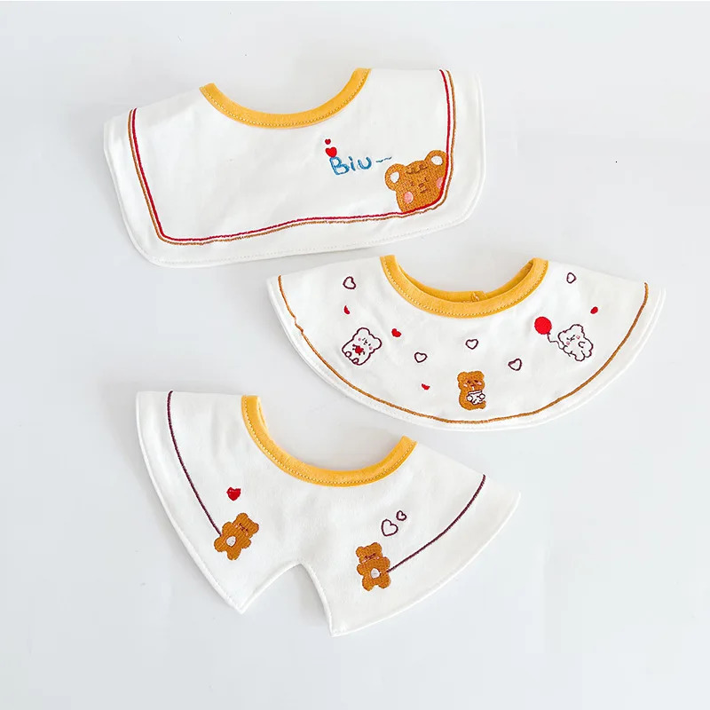Ins Korea Cotton Baby Bib Embroidery Bib Baby Drool Towel Boys and Girls Drool Pocket Waterproof Baby Kleding Jongen 250408