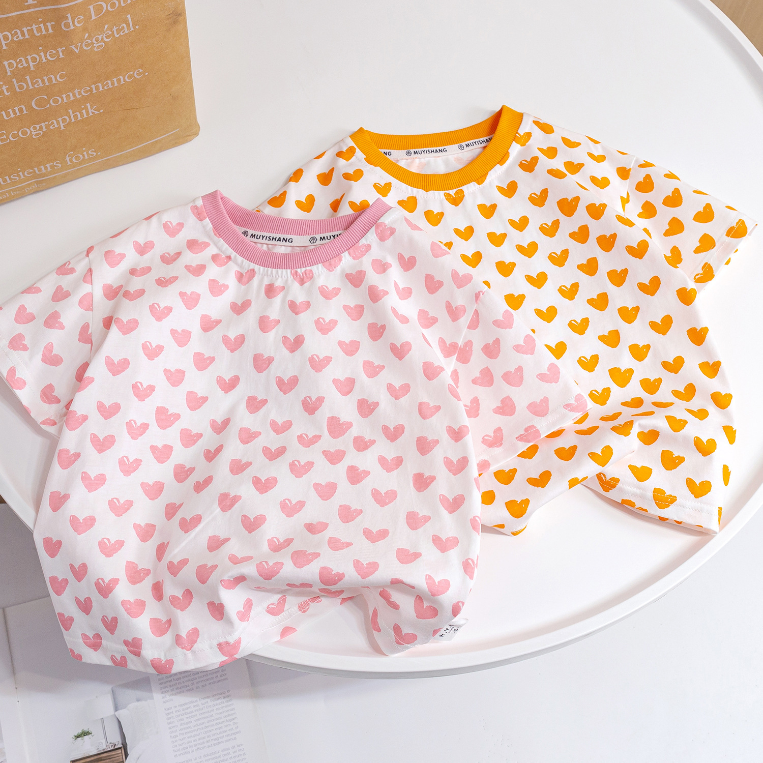 Ddmyshoesvip Short Sleeved T Shirt New Style Baby Girls Elegant Summer Dress Children S Peach Heart Half Sleeve Versatile Top Trendy