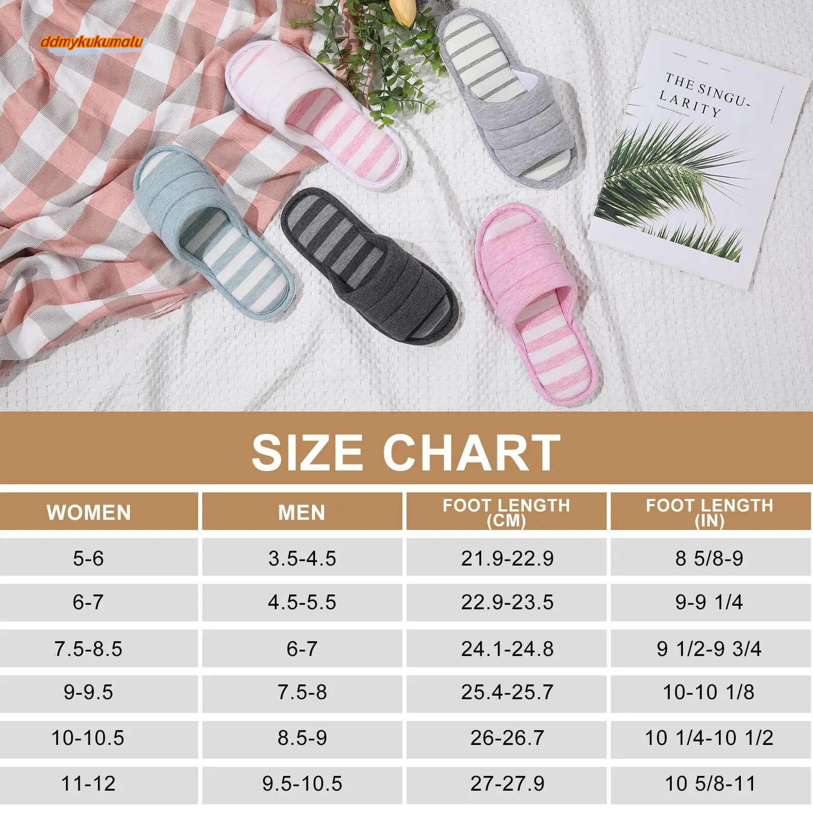Goosecret Indoor Soft Cotton For Women Men Open Toe House Slippers Bedroom Slides Breathable Memory Foam Flat Shoes ddmykukumalu