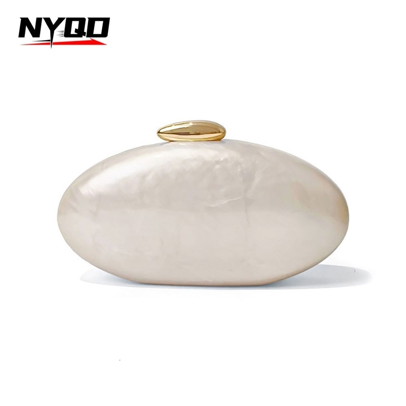 Egg shaped Clutch Bag Evening Party Wallet Womens Wedding Cute Ivory Pearl Summer and Handbag 250320