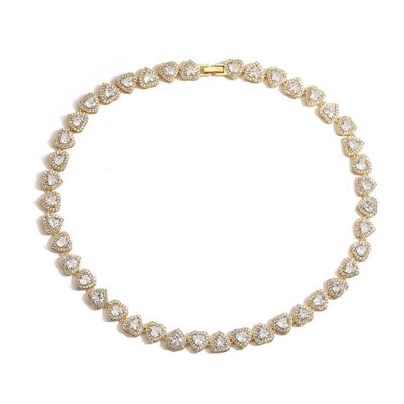 Hecheng new sparkling heart-shaped inlaid CZ stone chain ladies exquisite necklace necklace bracelet jewelry ladies gift Y250408