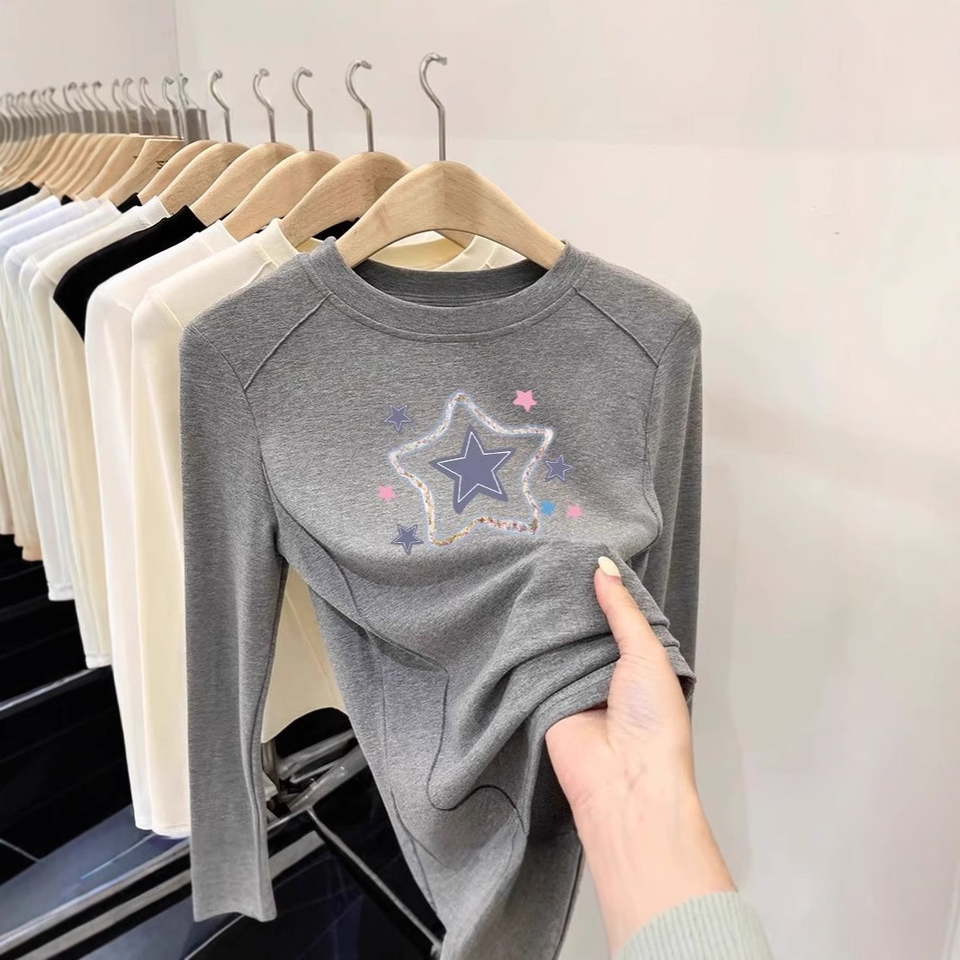 Ddmyshoesvip Girls Long Sleeved German Velvet Base Shirt New Cartoon T Shirt Short Style Medium And Large Children S Western Style Warm Top