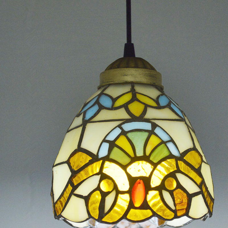 Mediterranean Tiffany Stained Glass Pendant Lights Vintage Hanging Lamp for Dining Room Kitchen Light Fixtures Home Art Decor