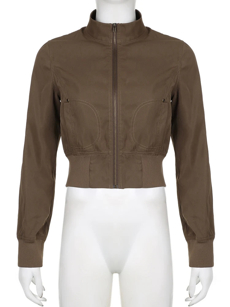 IAMSURE casual streetwear solid hooded cut jacket ultrathin pocket zipper long sleeved autumn and winter women 250407