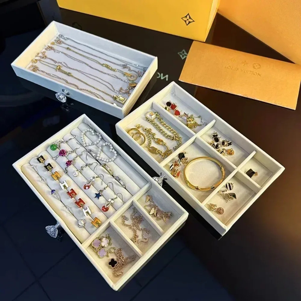 Acrylic Velvet Jewelry Organizer with 3 Drawers Stackable Display Storage Earrings Necklace Bracelets Box Holder Case for Women 250407