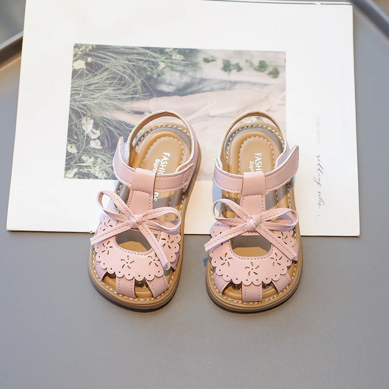Girls Summer Breathable Hollowing Lace Princess Sandals Baby Girl Non-slip Soft Bottom Flat Casual Beach Shoes 21-30 250407