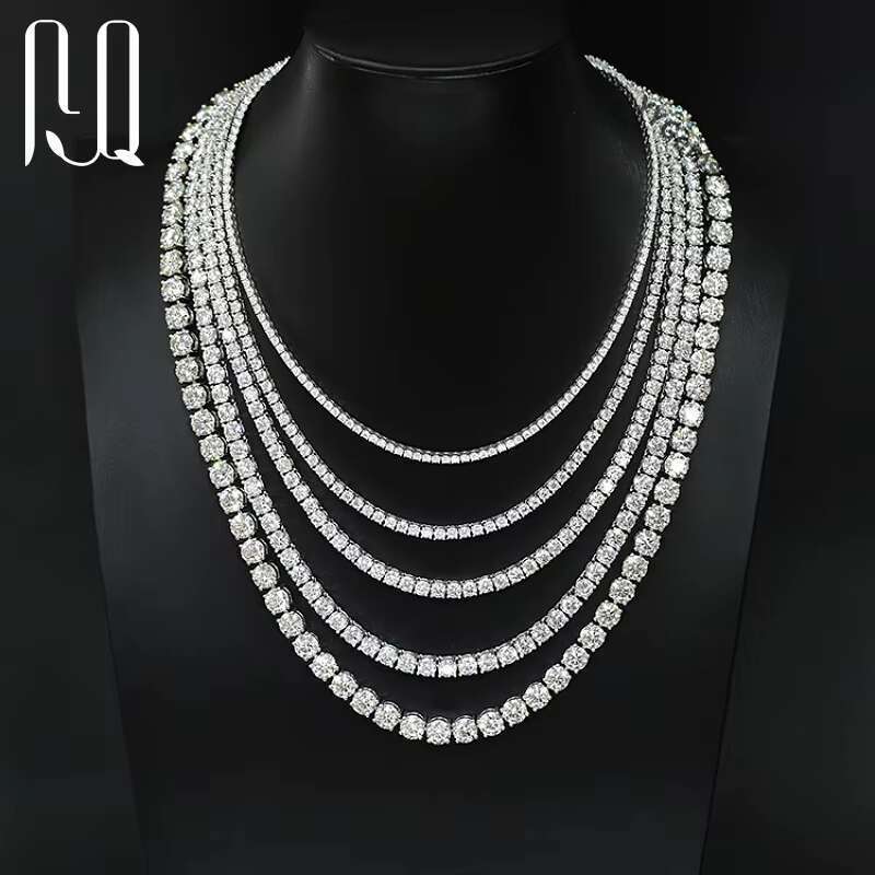 PYQ 2.5mm 3mm 4mm Vvs Tennis Chain S Sier Moissanite Necklace for Women White Gold Plated Jewelry