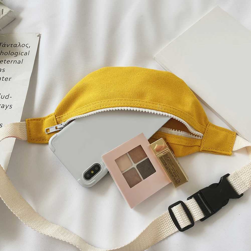 FAshionable Fanny bag canvas chEST bag girls waist bag solid shoulder bag Bum strap bag casual cross body bag Z250407