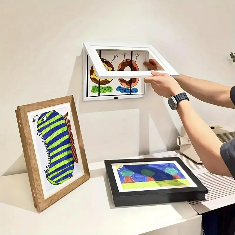 A4 Cartoon Theme Magnetic Art Frame - Front Open Image Display Foldable for Home and Office Decoration Ideal Birthday Gift 250408