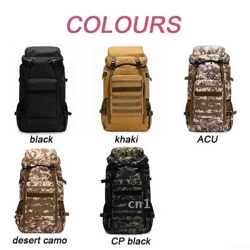 70L Large Tactical Climb Waterproof Backpacks Outdoors Hiking Camping Travel BagsC250407
