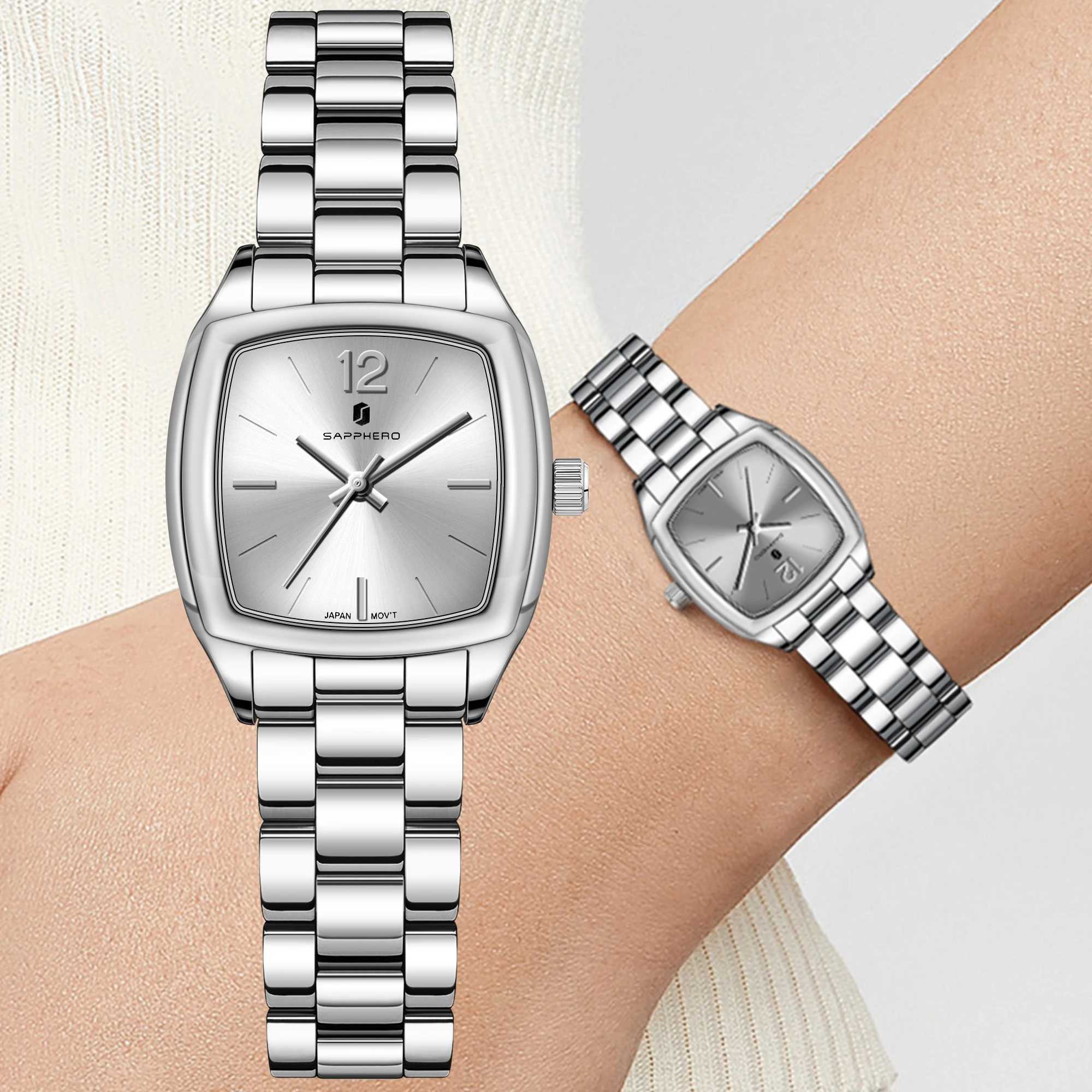 SAPPHERO Elegant Womens Watch Fashion Womens Watch Retro Womens Watch Silver Stainless Steel Quartz WatchT250408