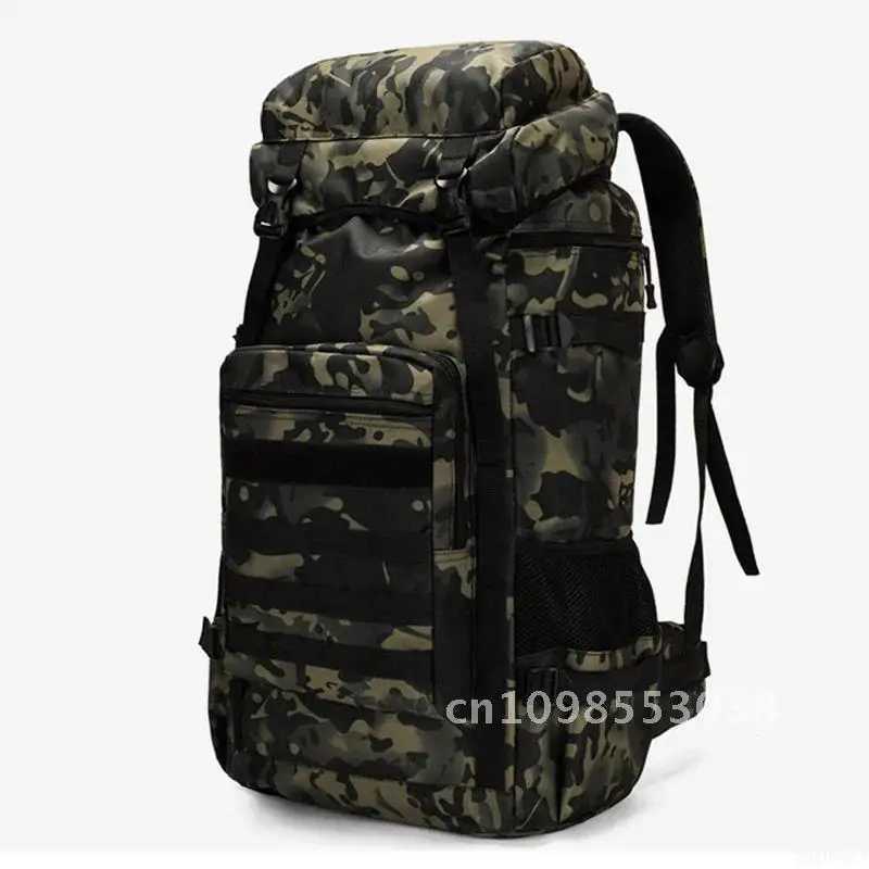70L Large Tactical Climb Waterproof Backpacks Outdoors Hiking Camping Travel BagsC250407