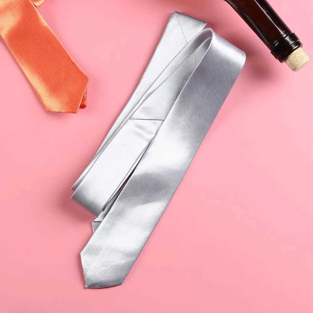 Fashion Casual Slim Plain Mens Solid Skinny Neck Party wedding Tie Silk Necktie X250407