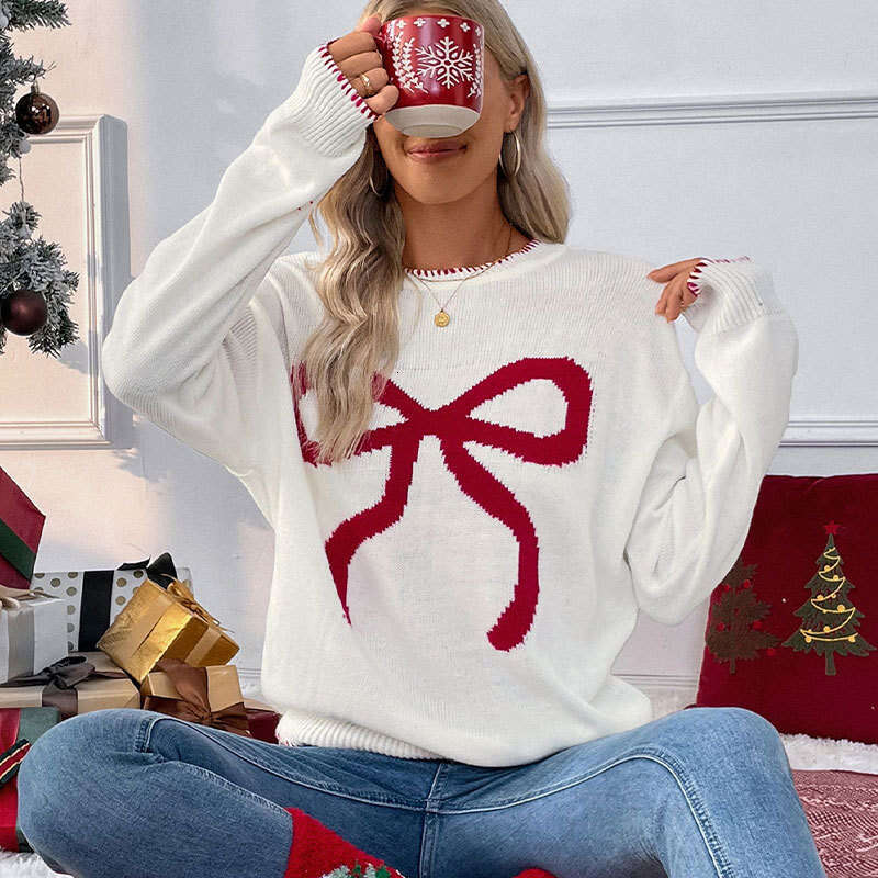 Autumn winter hot items, sweet European and American loose long sleeved round neck Christmas sweater, women's 2025 temperament versatile new tren