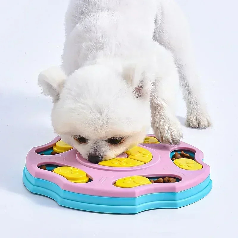 Dog Puzzle Toy Slow Feeding Machine Interaction Increases Little Dog IQ Food Dispenser Slow Food Non Sliding Bowl Pet Cat Dog Training Game 250402