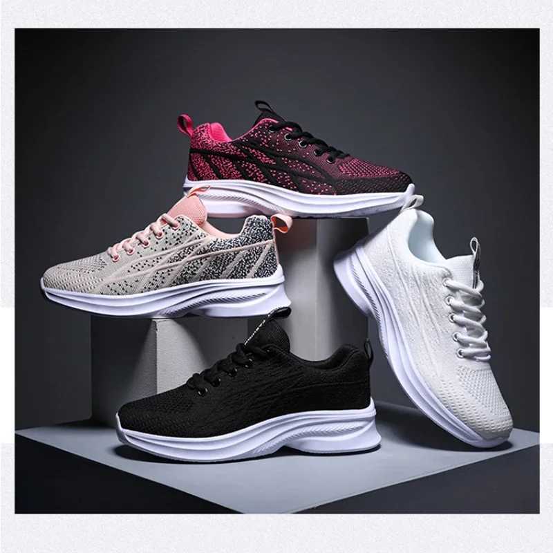 Womens mesh breathable sports shoes fashionable lightweight running shoes womens outdoor sports shoes flat Casua W250407