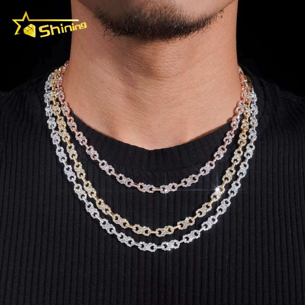 New Hip Hop Design Unlimited Chain Ice Out Sier Men's Gold Plated Moissanite Cuban Necklace