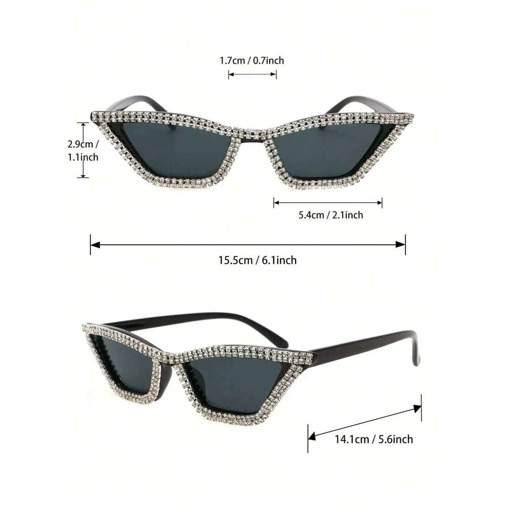 1PC Fashion Cat Eye Plastic Frame Rhie Decor Sunglasses For Outdoor Daily Life Shades Eyewear Accessories.