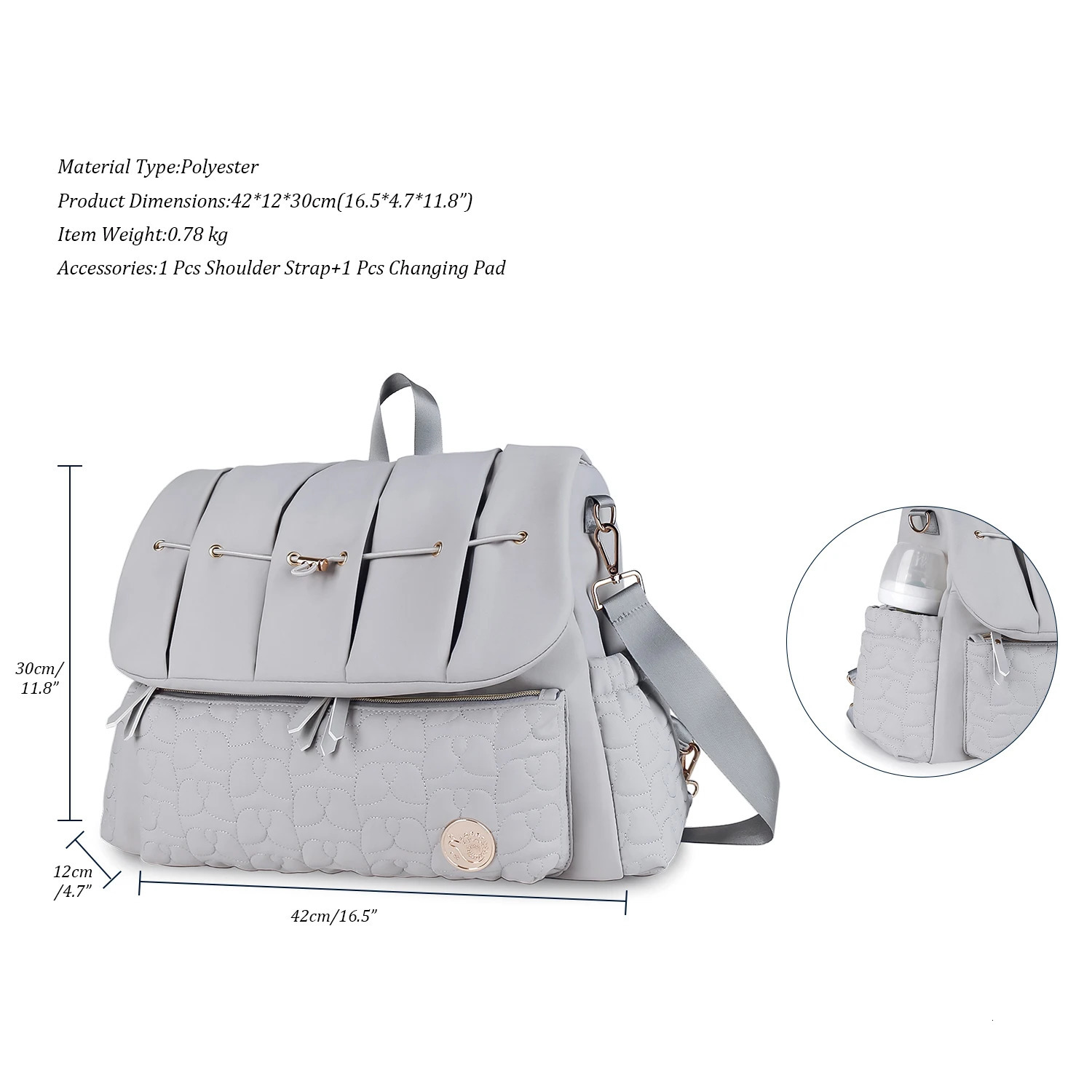 Baby Diaper Bag Waterproof Quilted Embroidered Mommy Backpack Large Capacity Women Shoulder Bag with Changing Pad 250407
