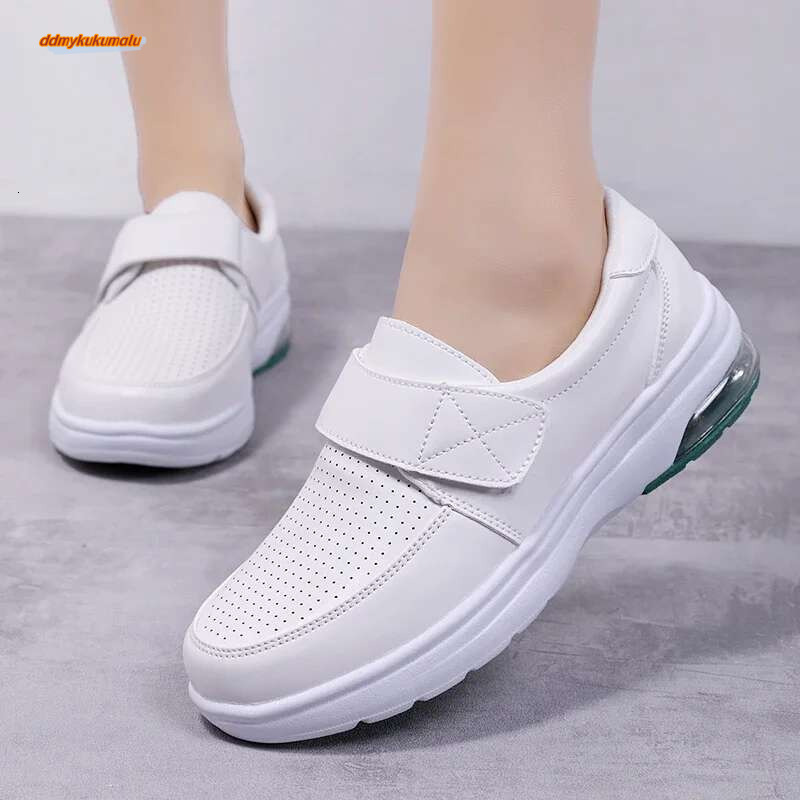 Comfortable Soft White Flat Air Casual Sneakers for Non-slip Breathable Women Non Slip Hospital Nurse Shoes ddmykukumalu