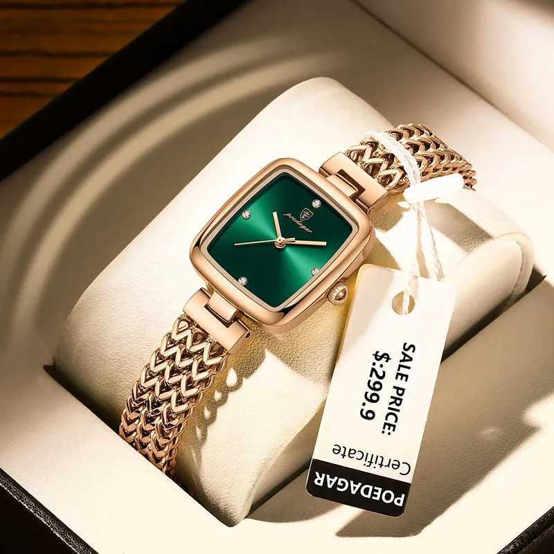 Square ladies watch with small dial new rose gold stainless steel ultra-thin waterproof elegant watchT250408