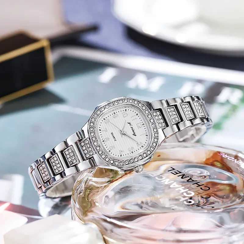 Fashion watch steel strap waterproof womens watch luxury rhinestone Arabic numeral dial quartz watch Montre womens direct shippingT250408