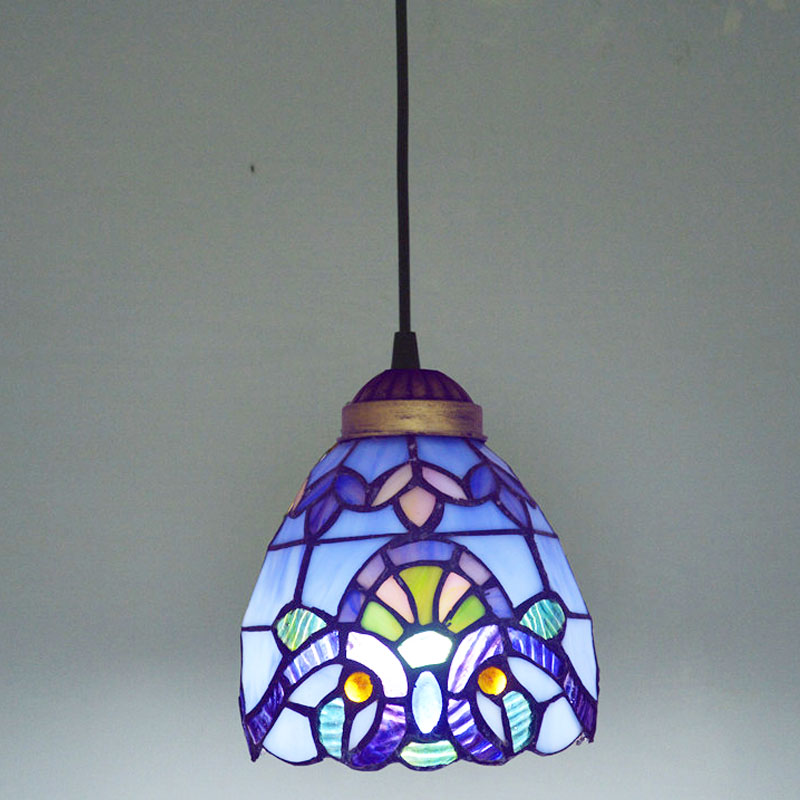 Mediterranean Tiffany Stained Glass Pendant Lights Vintage Hanging Lamp for Dining Room Kitchen Light Fixtures Home Art Decor