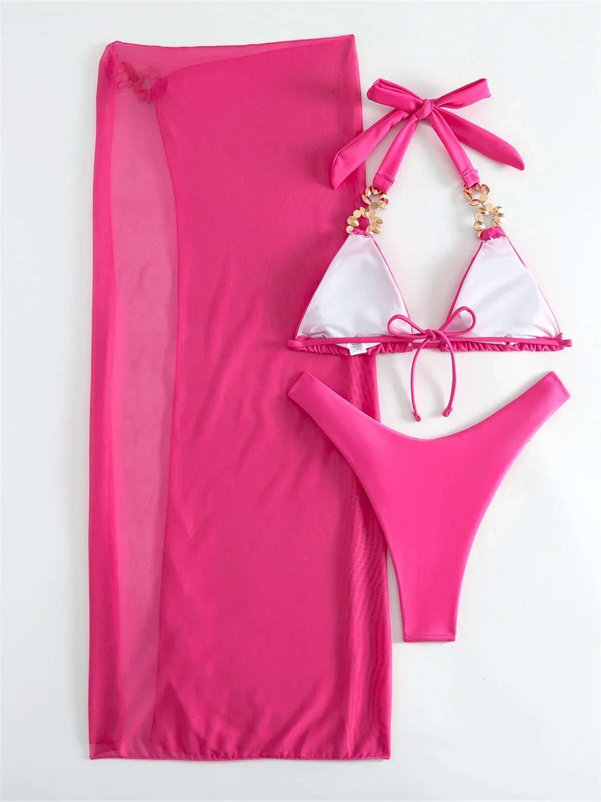 Dongdumaoyi Luxury Rhinestone Bikini Set Women Yellow Diamond Push Up Mesh Skirt Piece Swimsuit Beach Bathing Suit Cover Swimwear