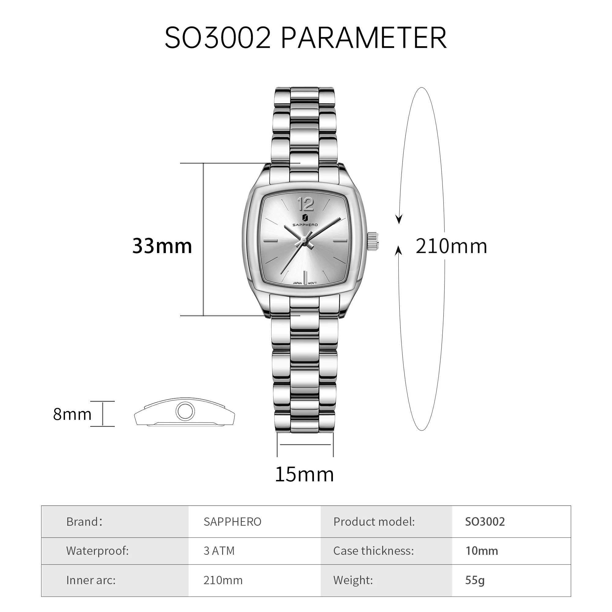 SAPPHERO Elegant Womens Watch Fashion Womens Watch Retro Womens Watch Silver Stainless Steel Quartz WatchT250408