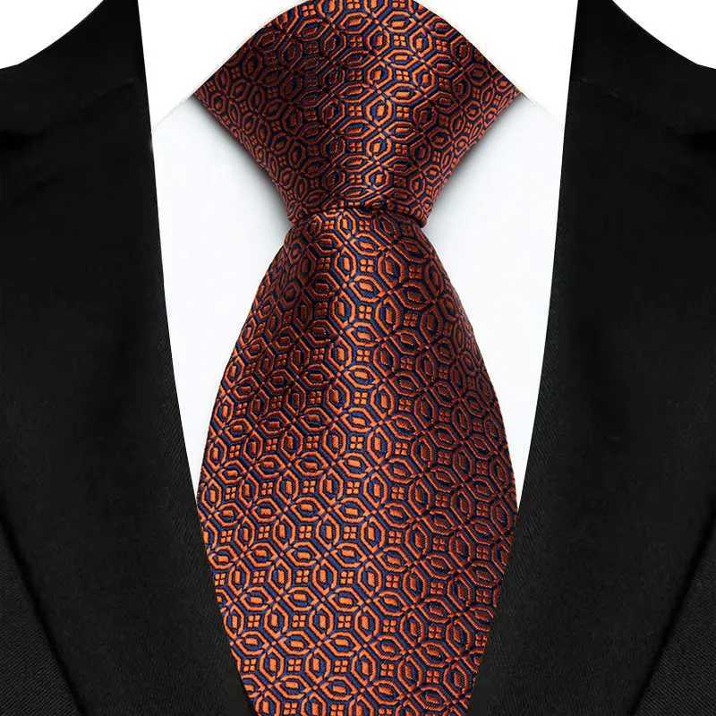 Luxury 8CM Mens Necktie Brown Orange Color Dot Stripes Ties For Man Gro Jacquard Woven Neck Tie For Business Wedding Party X250407