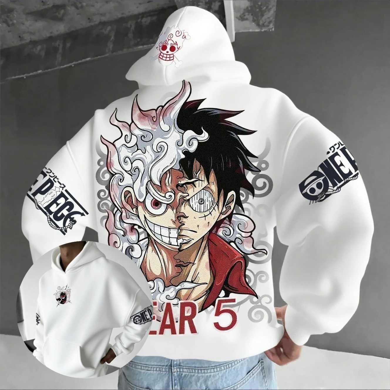 Anime Hoodie Men Women One Piece Luffy Gear 5 Nika Strtwear Casual Pullover Sweatshirt Autumn Winter Cosplay Long Slve Tops H251107