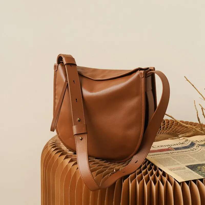 Johnature Genuine Leather Women's Bag 2025 New Solid Color Simple Soft Cowhide Handmade Shoulder Crossbody Bags