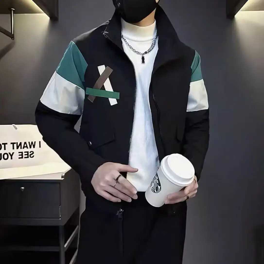 Mens spliced jacket new trend brand jacket cool and fashionable mens casual top M250408