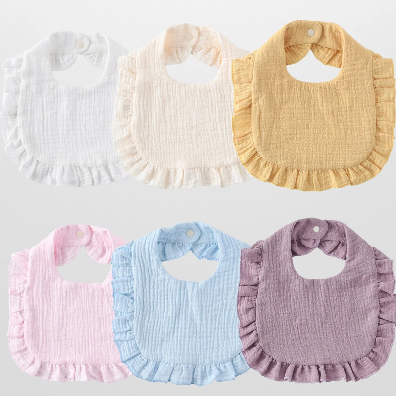 6 Pack born Muslin Cotton Ruffles Bibs Baby Girls Soft Bandana Drooling Teething Burp Cloth Organic Cotton 6 Absorbent Layers 250408
