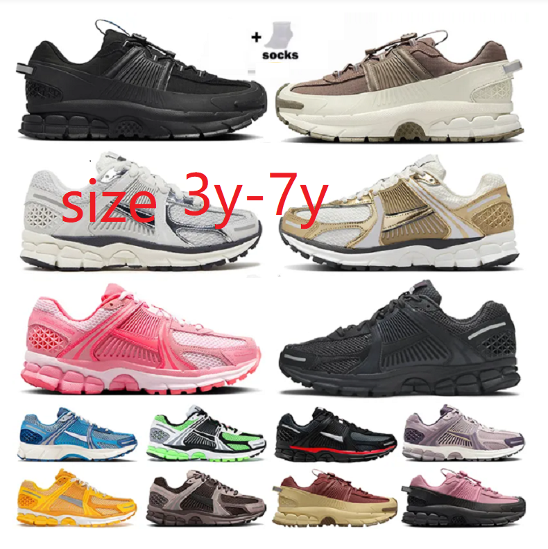 Fashion Pink Foam Vomero 5 Gold Running Shoes Photon Dust Metallic Sier Big kids young boys Trainers Dark Grey Black White Runner Sneakers 4Y 7y