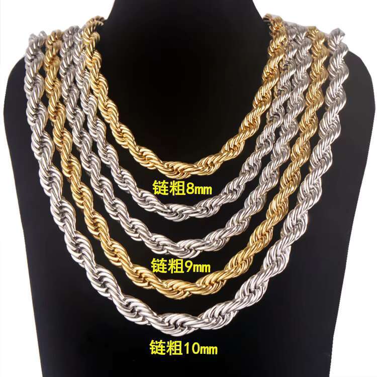 Wholesale 6 8 9 10MM Custom Hip Hop Cuban Curb k Mens Miami Gold Plated Big Rope Chain Necklace for Men