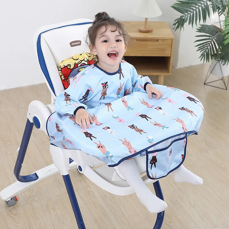 Coverall Baby Feeding Bibs Weaning Bib Easy to Clean Baby Bibs for Eating Adjustable High Chair Catch All 250407