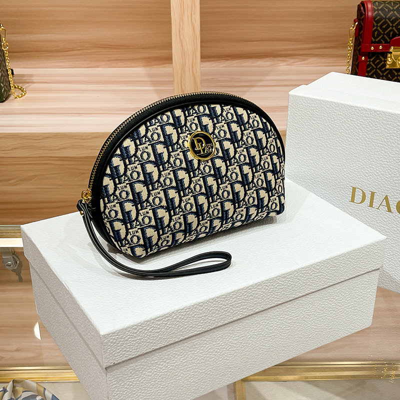 2025 Shell bag New Style Clutch Bag Printed and Embroidered Cosmetic Bag High-Quality Canvas Coin Purse