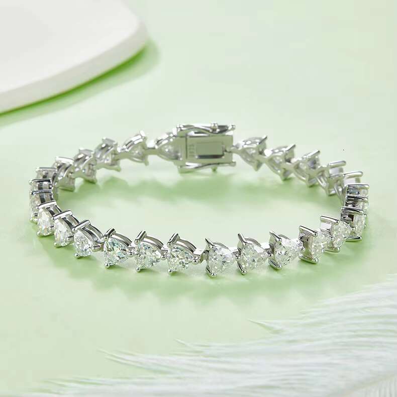 Best Gift Factory Price Mossanite Triangle Tennis Chain for Women Men Gift S925 Silver Moissanite Diamond Tennis Chain Bracelet