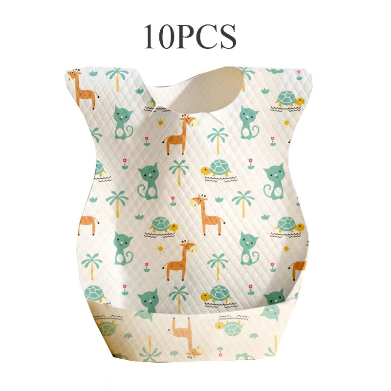 Disposable Baby Bibs Burp Cloths Waterproof Cartoon Toddler Baby Stuff for Feeding Portable Travel Infant Baby Accessoriy 10Pcs 250407