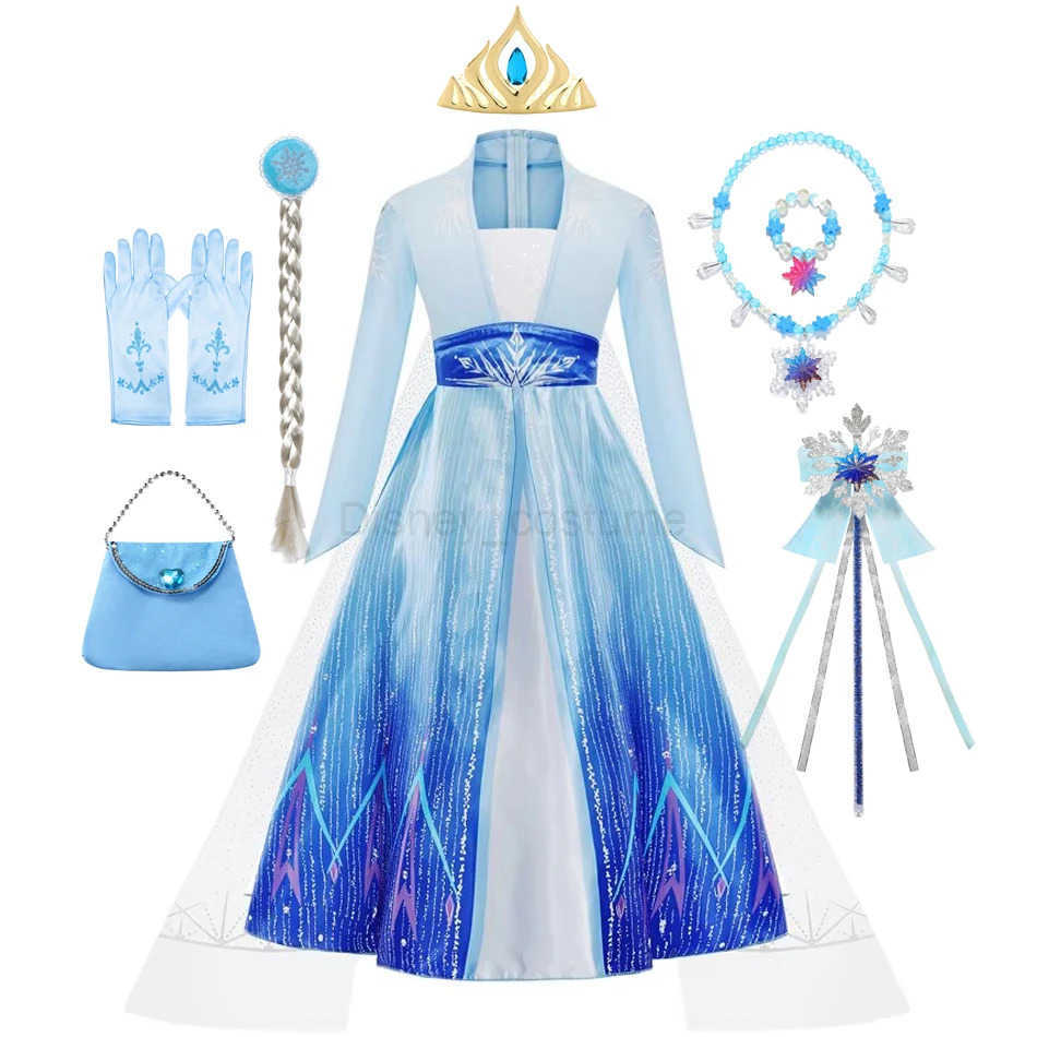 Disney Elsa Dress for Girl Kids long sleeved princess costume girls party dress Halloween cosplay costume 4 5 6 7 8 9 10 years old X250408
