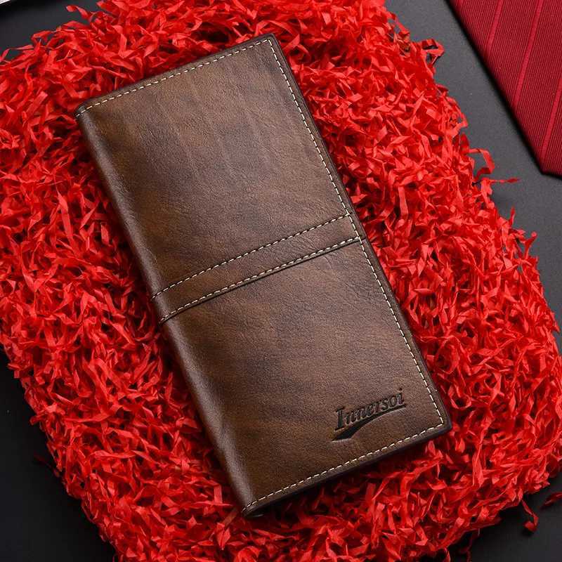Mens Leather Wallet ID Card Holder Purse Checkbook Long Clutch Bifold Business Money Bag Man Wallets Cartera Hombre Carteras H25110711