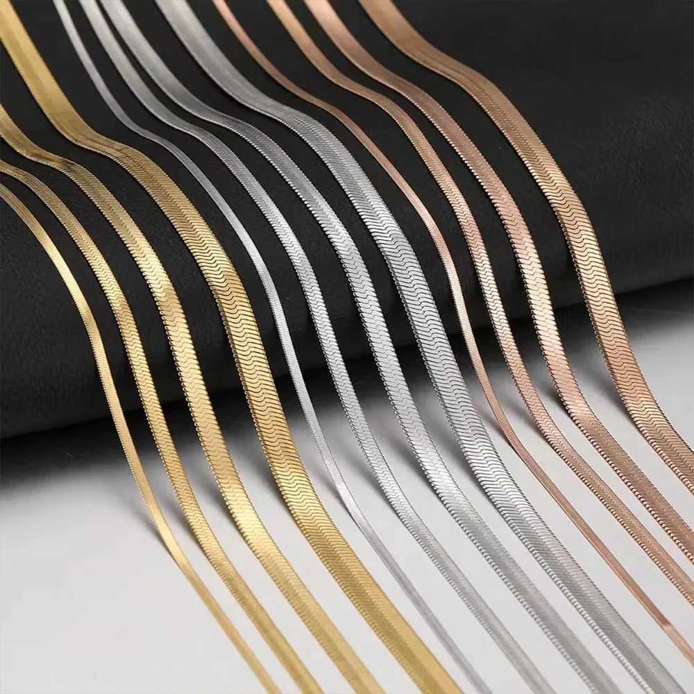 SUNIBI Stainless Steel Snake Chain Necklace for Woman Gifts Choker Herringbone Gold Color Necklaces Women Jewelry WholesaleC250407