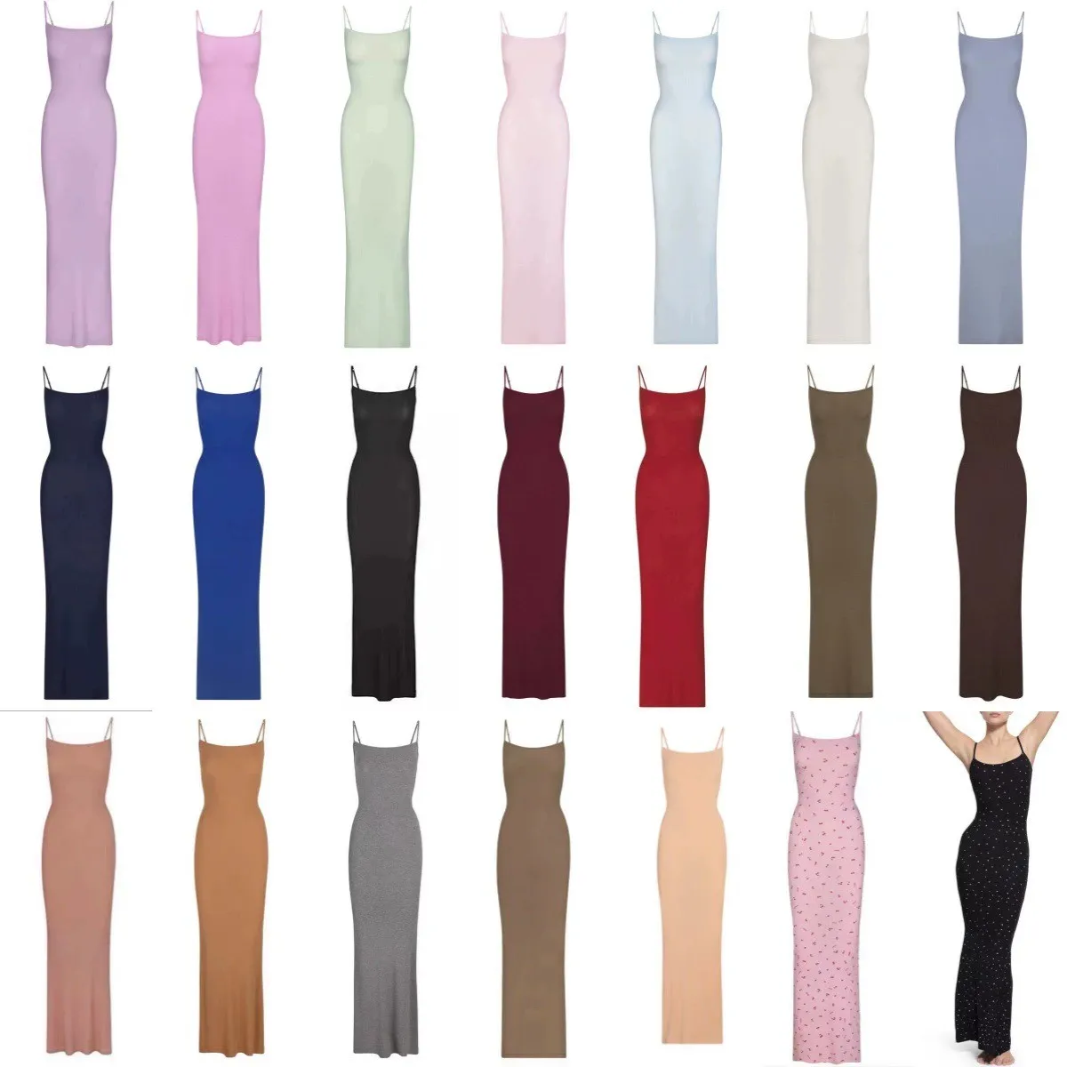 Skimss Designer Dresses For Women Birthday Dress Spaghetti Strap Black Long Dress Sleeveless Solid Skinny Plus Size suspender dress summer holiday beach dress